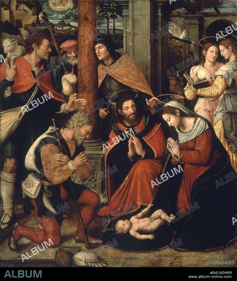 VICENTE MASIP O VICENTE MACIP (1475-1550). ADORACION DE LOS PASTORES - RENACIMIENTO ESPAÑOL.