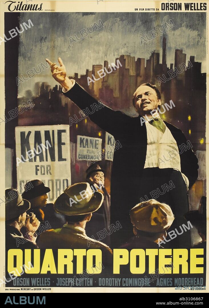 Poster de CIUDADANO KANE, 1941 (CITIZEN KANE), dirigida por ORSON WELLES. Copyright RKO.
