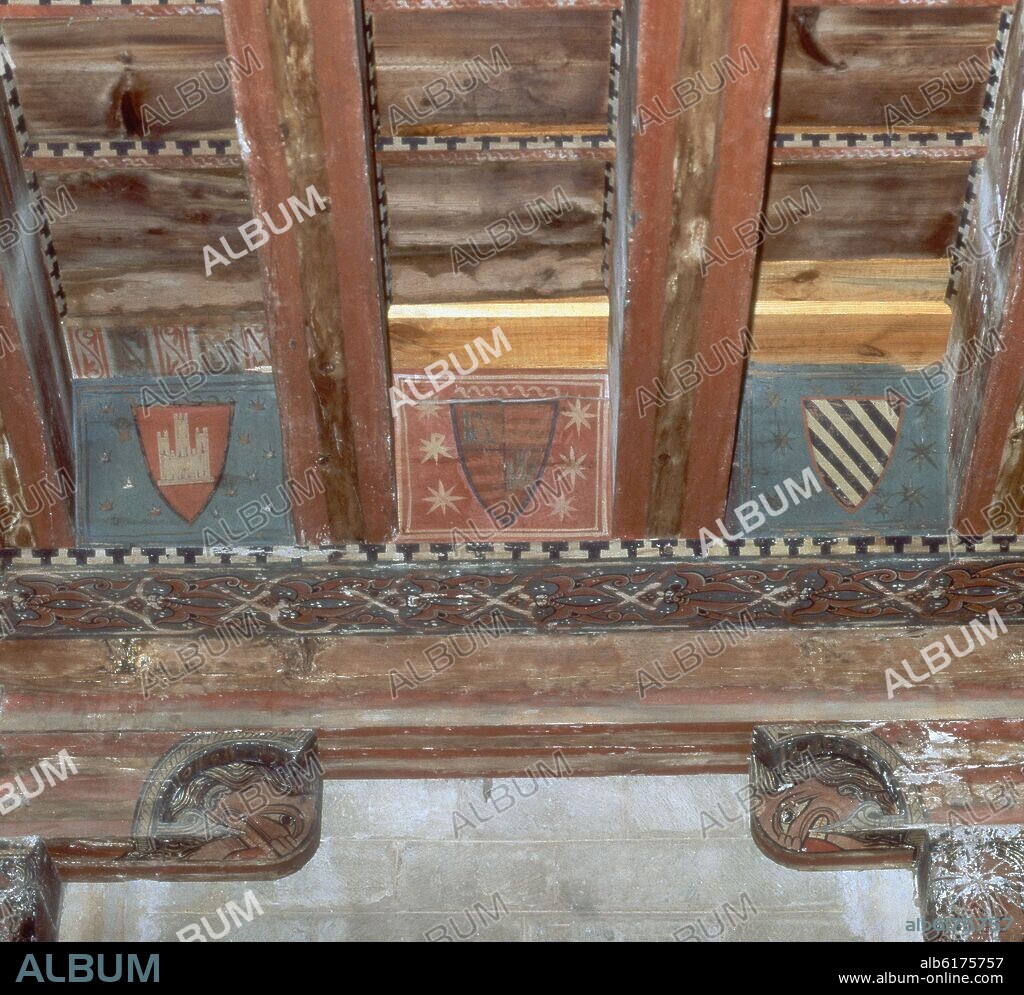 DET- ALFARJE DEL CORO- VIGUETAS POLICROMADAS- ARTE MUDEJAR S XIII-XIV.