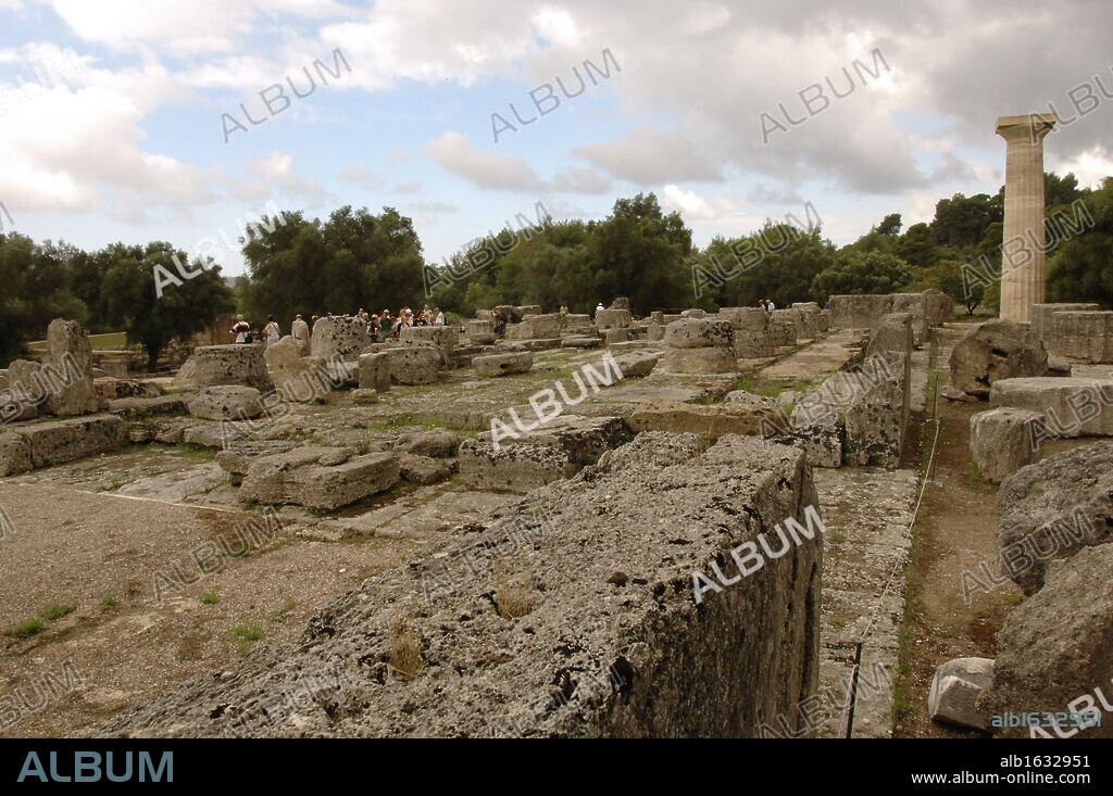 Greek Art. Temple of Zeus. Ruins (471-456 BC). Altis. Olympia. Greece.