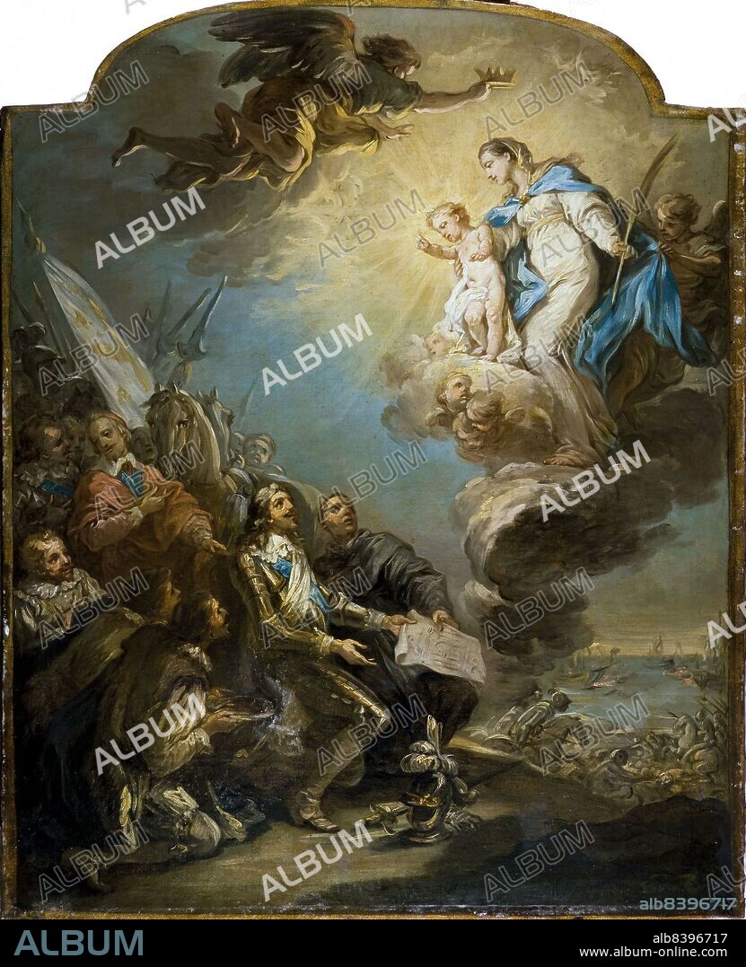 CARLE VAN LOO. Le Voeu de Louis XIII au siège de la Rochelle en 1628, esquisse du tableau du Maître-autel de l'église de Notre-Dame-des-Victoires, between 1737 and 1747.