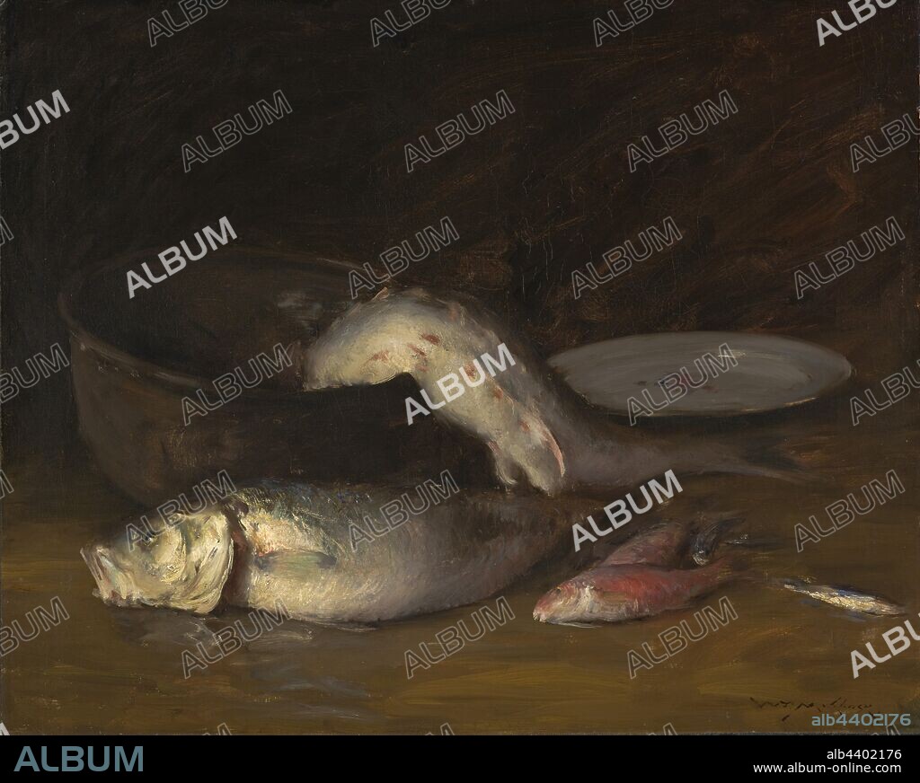 Big Copper Kettle and Fish (Fish), William Merritt Chase (American, 1849-1916), about 1914, oil on canvas, 29 x 36 in. 43 x 49 in (framed), American Painting and Sculpture to 1945.