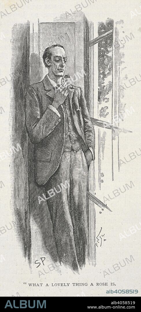 ARTHUR CONAN DOYLE y SYDNEY PAGET. "What a lovely thing a rose is." Sherlock Holmes smelling a rose. Illustration for the story 'the adventure of the naval treaty.'. The Strand magazine : an illustrated monthly / edited by G. Newnes. London : George Newnes. 1893. July to December. Source: P.P.6004.glk page 400.
