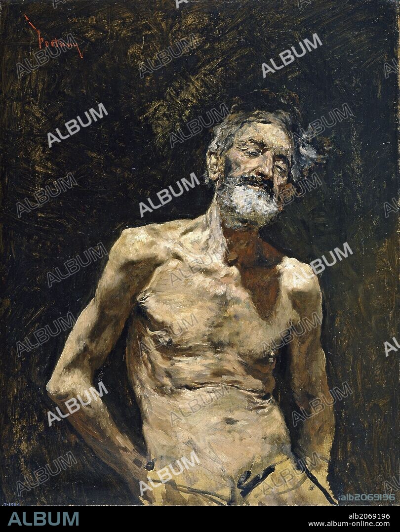 MARIANO FORTUNY Y MARSAL. Mariano Fortuny Marsal / 'Viejo desnudo al sol', Hacia 1871, Escuela Española, Óleo sobre Lienzo, 76 cm x 60 cm, P02612.