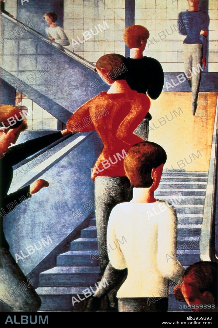 'Stairs to the Bauhaus', 1932. Oskar Schlemmer (1888 - 1943) was a German sculptor associated with the Bauhaus school. In 1923 he was hired as Master of Form at the Bauhaus theatre workshop.