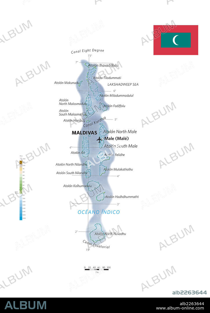 MALDIVAS. Mapa físico y político de Maldivas.