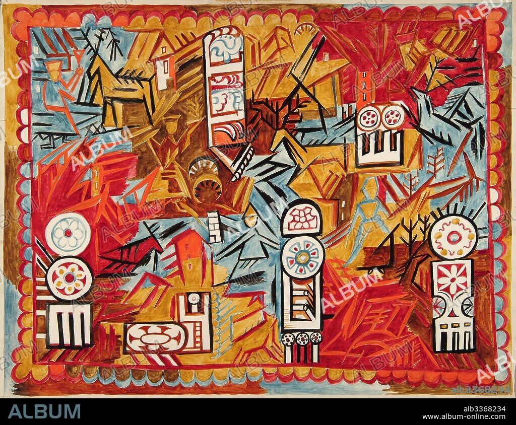 NATALIA SERGEEVNA GONCHAROVA. Stage design for the opera The Golden Cockerel by N. Rimsky-Korsakov.
