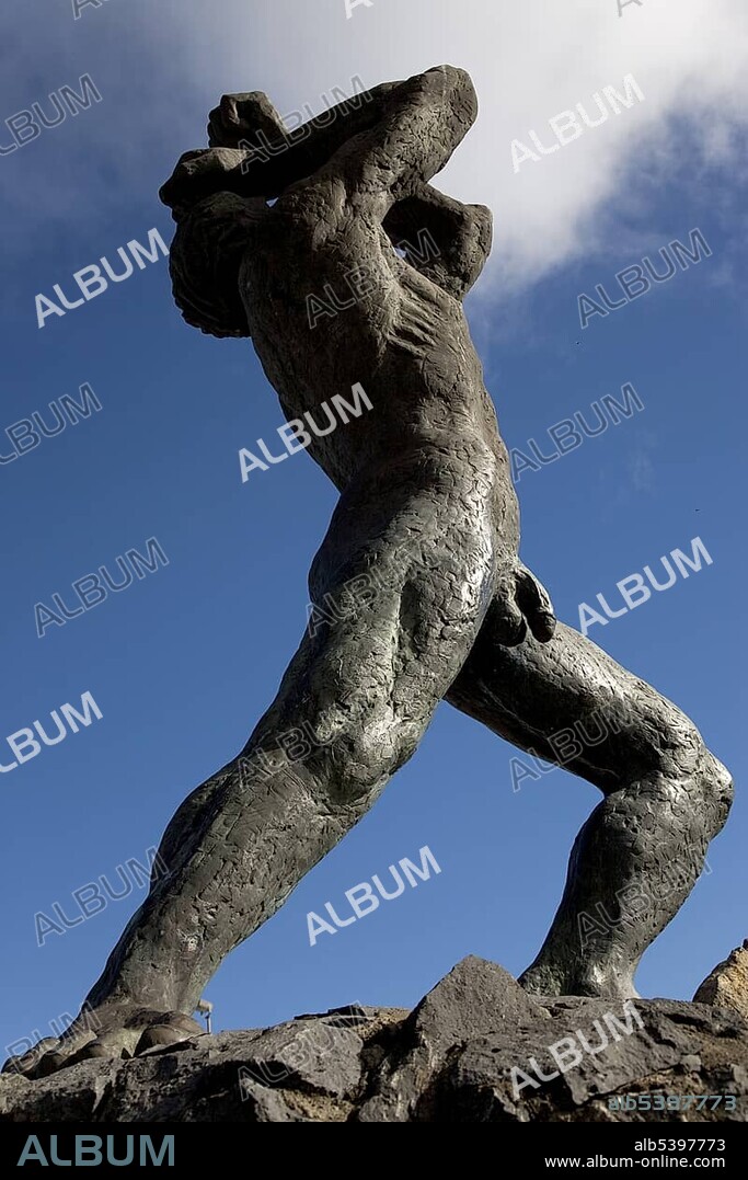 Bronze statue of a Guanche, indigenous people of Tenerife, Canary Islands, Spain
