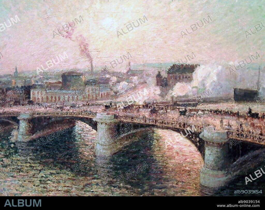 Le Pont Boieldieu a Rouen, Soleil Couchant, 1895 by Camille Pissarro, (1830-1903). (Sunset over the Boieldieu bridge at Rouen, Brittany) 1896. Oil on canvas. Birmingham Museum.