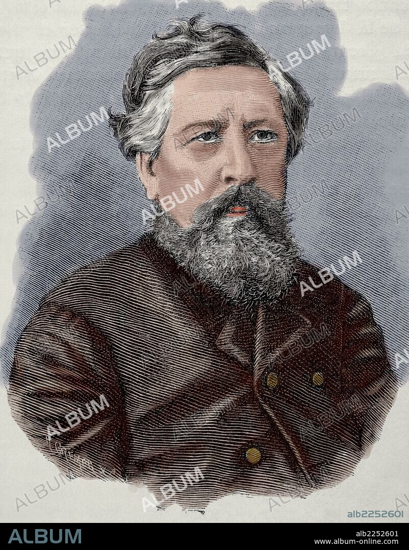 WILHELM LIEBKNECHT (1826-1900). Político socialista alemán. Uno de los fundadores del Partido Socialdemócrata de Alemania en 1869. Grabado coloreado de "Historia Universal", 1885.