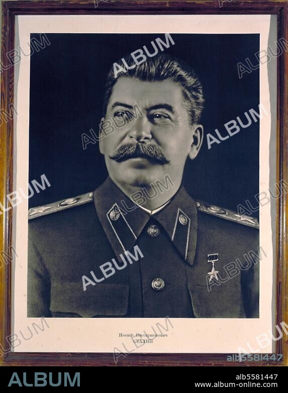 Stalin, Josef (orig. Joseph Vissarionovich Djugashvili); Soviet dictator. Gori 21.12.1879 - Moscow 5.3.1953. Framed portrait photograph, undated.