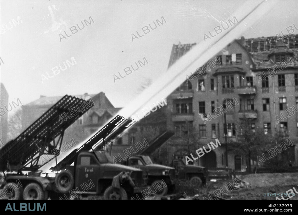 World war 2, katyusha rocket launchers (bm-13) in berlin, april 29, 1945.