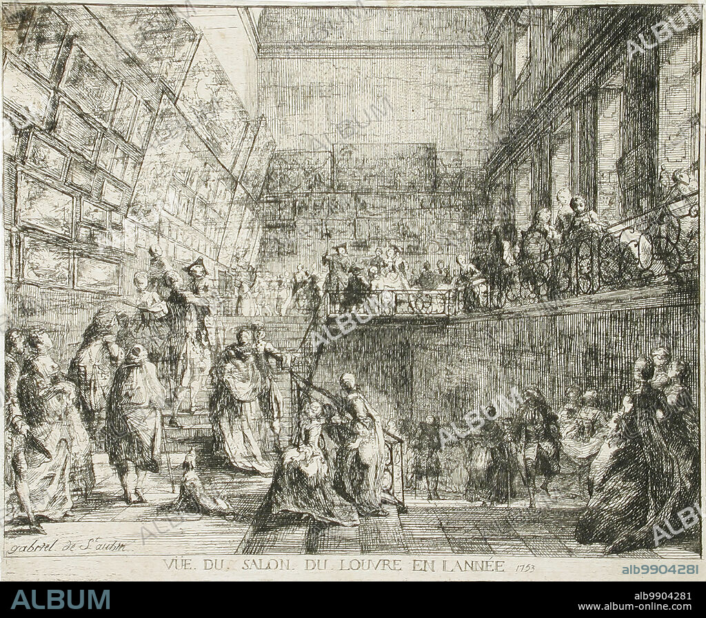 GABRIEL DE SAINT-AUBIN. Vue du Salon du Louvre en l'année 1753, 1753.
