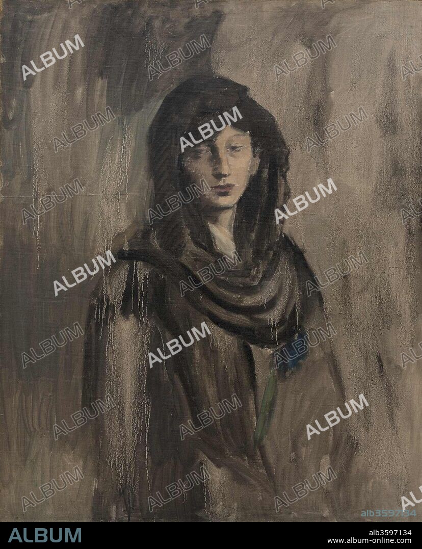 PABLO PICASSO. Portrait of Fernande Olivier with a Black Mantilla.