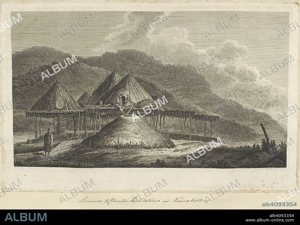 Summer and winter habitations in Kamchatka, drawn by John Webber. In 1779, Captain James Cook's Discovery and Resolution anchored in the bay of Petropavlovsk-Kamchatsky, following Cook's death. . A collection of drawings by A. Buchan, S. Parkinson, and J. F. Miller, made in the Countries visited by Captain James Cook in his First Voyage [1768-1771], also of prints published in John Hawksworth's Voyages of Biron [Byron], Wallis, and Cook [1773], as well as in Cook's second and third Voyages [1772-1775, 1776-1780]. 1768-1780. Source: Add.23921 f.105.