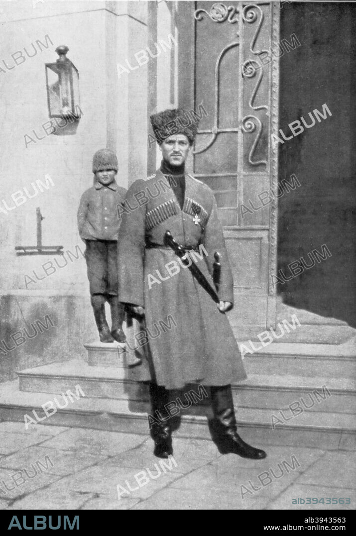 Grand Duke Michael Alexandrovich of Russia in cossack uniform, 1917. Tsar Nicholas II abdicated in favour of his brother Michael. Both were assassinated in the same year.