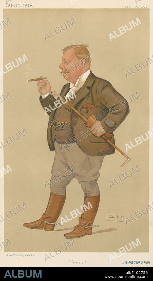 Vanity Fair: Turf Devotees; 'Sammy', Mr. Edward Linley Sambourne, January 16, 1892, Leslie Matthew 'Spy' Ward, 18511922, British, 1892, Chromolithograph.