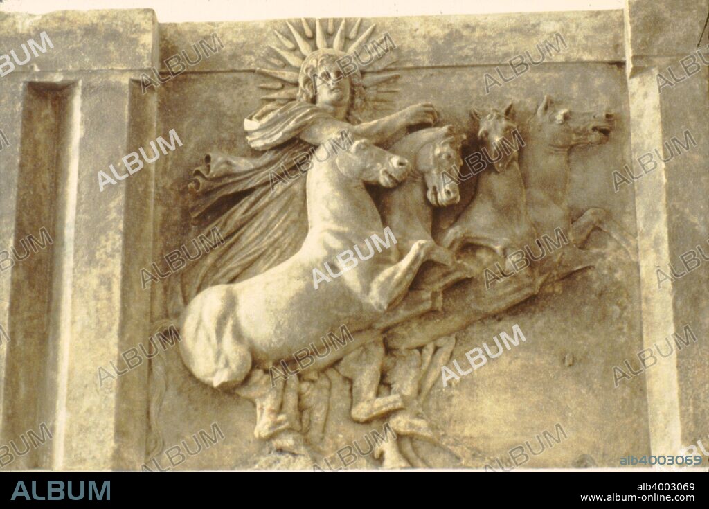 Sol, Roman Sun-God in his chariot, relief at Pergamon Museum, c400-370 BC.