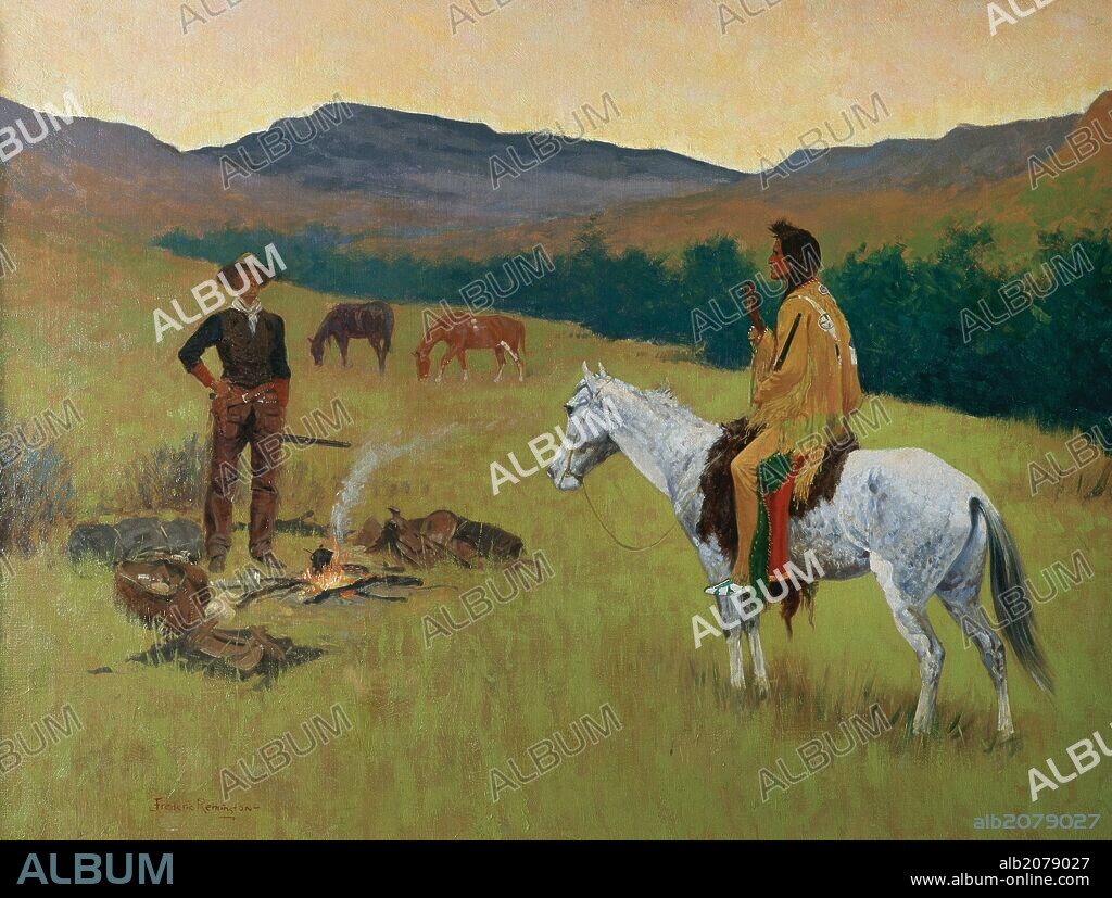 FREDERIC REMINGTON. ARTE S. XIX. AMERICA. REMINGTON, Frederic (1861-1909). Pintora norteamericano. "LA CONVERSACION" (Dudosa compañía), 1903. Oleo sobre tela.