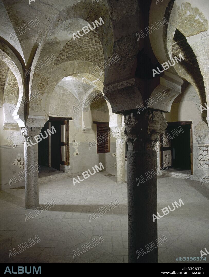 Tordesillas, province of Valladolid, Castile and Leon, Spain. Royal Convent of Santa Clara. Mudejar construction. It was originally the palace that King Alfonso XI built in 1340, later it was transformed into a convent of the Poor Clares by the Infanta Don_a Beatriz, daughter of Pedro I, following the testament of the monarch. Inside view of The Arab baths, built following the models of other Arab baths of the 11th century (hipocasutum system). National Heritage.