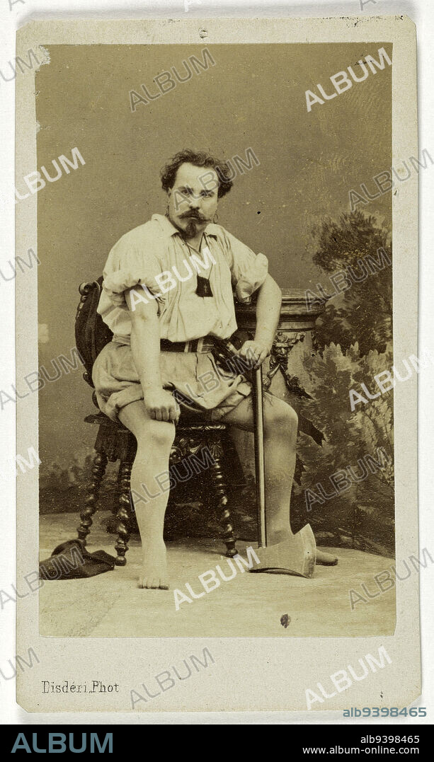 Portrait of Louis Gueymard, (1822-1880), tenor, Disdéri, André-Adolphe-Eugène, Photographer, Before 1880, 2nd half of the 19th century, Photography, Graphic arts, Photography, Albumen paper print, Dimensions - Work: Height: 8.5 cm, Width: 5.1 cm, Dimensions: Height: 10 cm, Width: 5.7 cm.