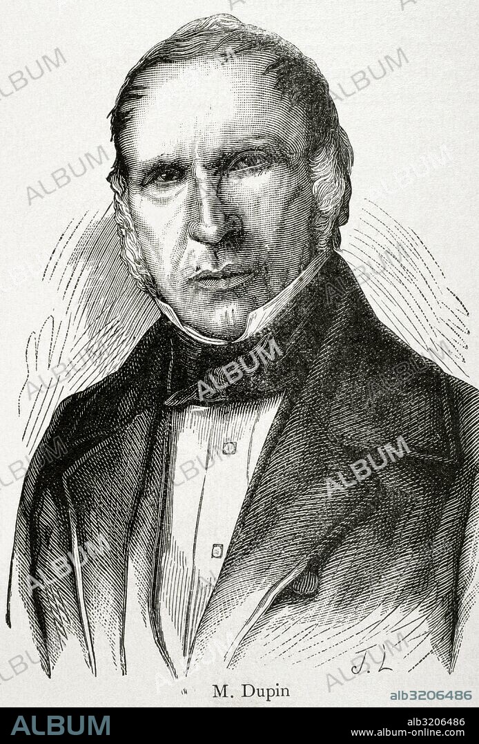 Andre Marie Jean Jacques Dupin (1783-1865), known as Dupin the Elder. French magistrate and politician, president of the chamber of deputies and of the Legislative Assembly. Portrait. Engraving. "Historia de Francia", 1881.