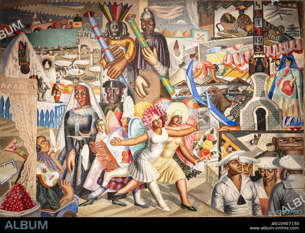 Maruja Mallo, The Fair ( La verbena), 1927, oil on canvas, museo nacional centro de arte Reina Sofia, Madrid.