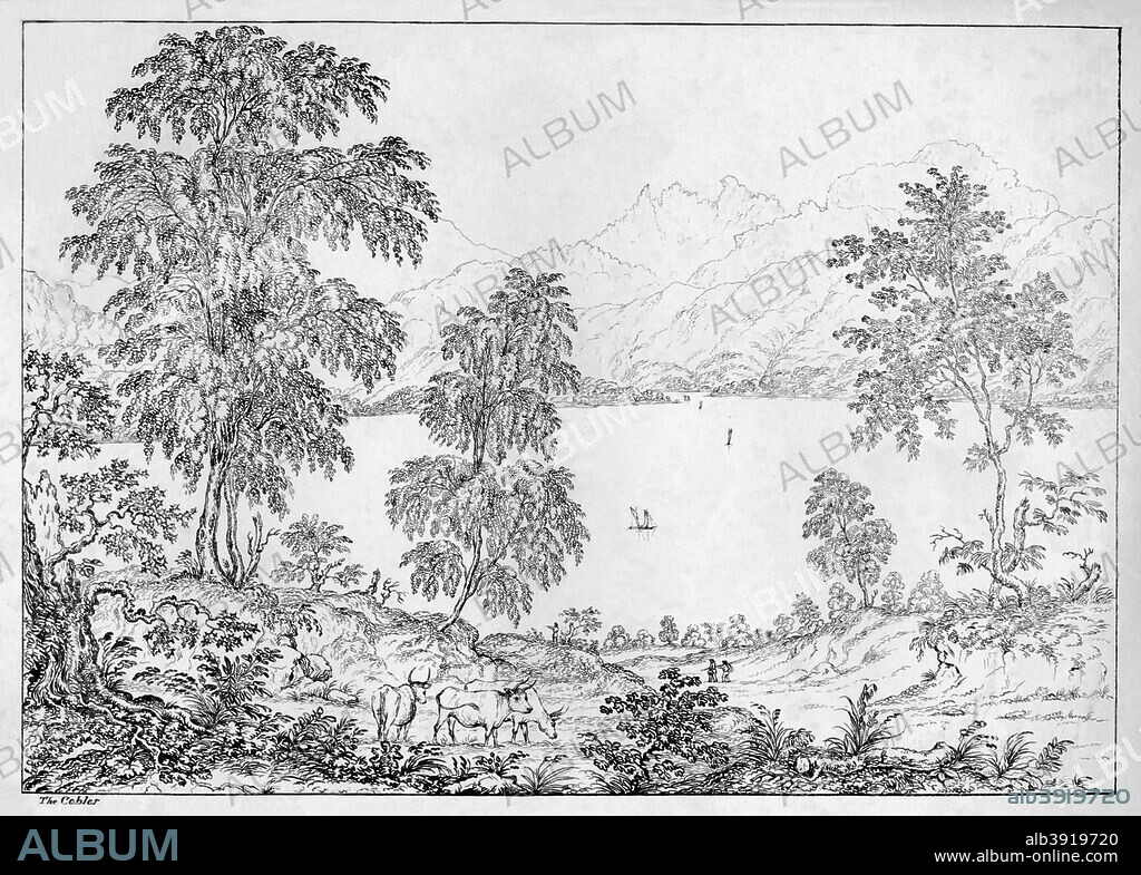'The Cobler', c1812. Probably a view of Ben Arthur, also known as 'The Cobbler', as seen from Loch Long. From Scenery of the Highlands and Islands of Scotland, by Lieut. Colonel W. Murray. [D. Morisson, Junr. & Co, Scotland, c1812].