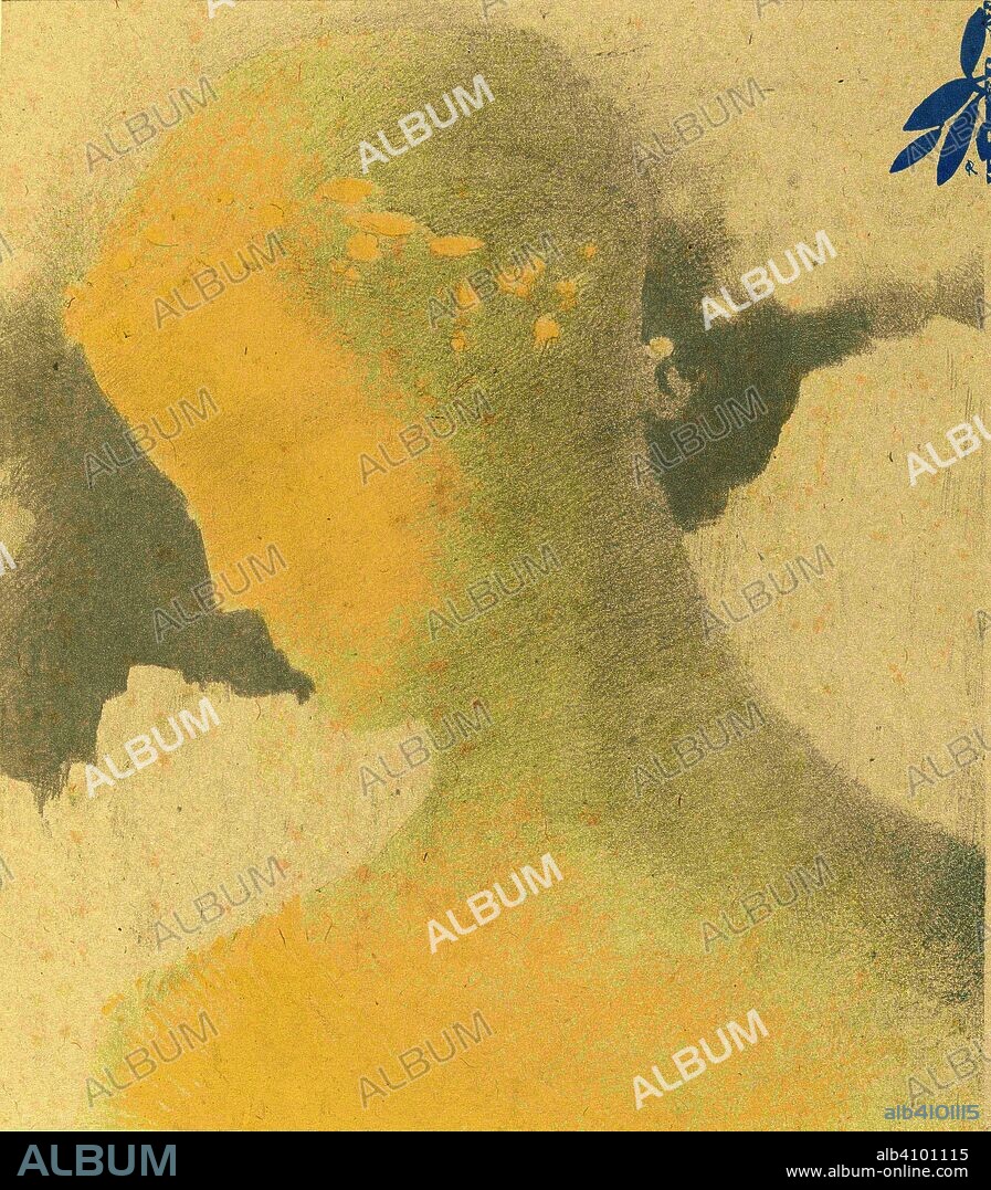 ODILON REDON. Béatrice. Dimensions: 35.7 cm x 31.5 cm, 33.2 cm x 29.2 cm.