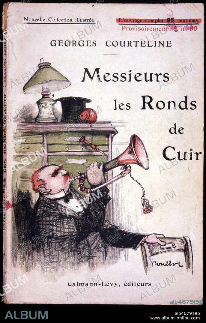 FRANCISQUE POULBOT. Couverture de l'ouvrage 'Messieurs les ronds de cuir' publie en 1917 par Georges COURTELINE (1858-1929). Illustration POULBOT. Credit : Collection KHARBINE-TAPABOR.