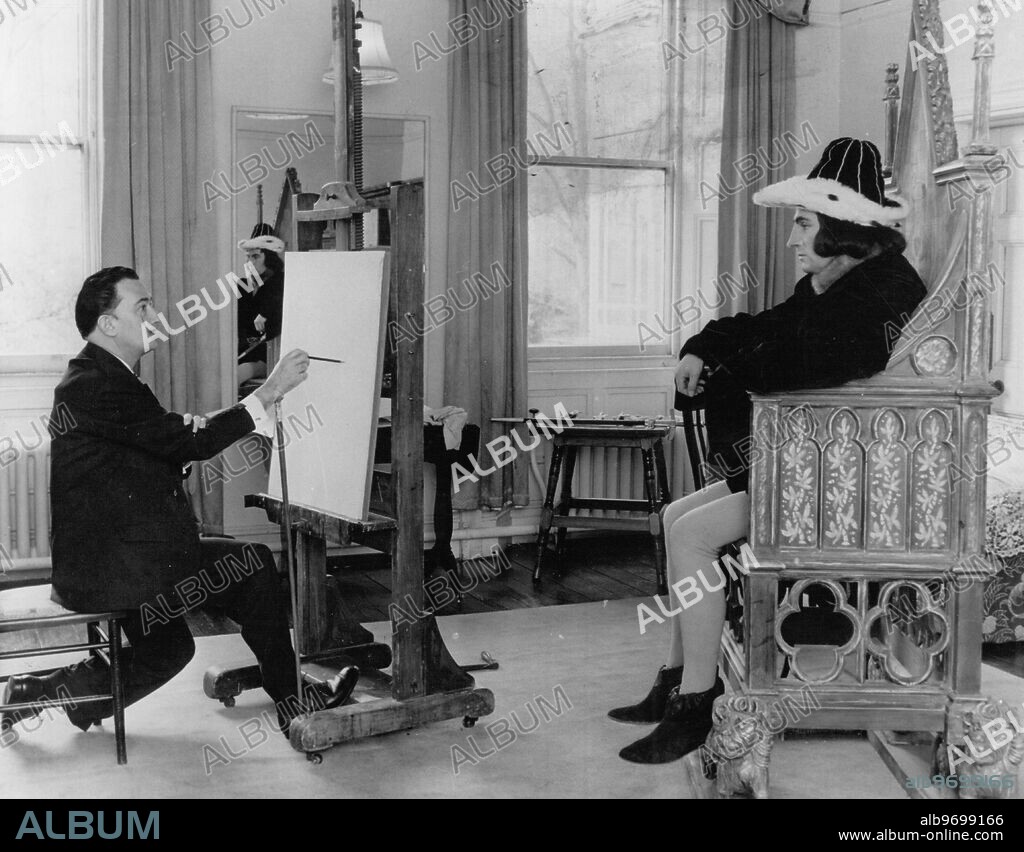 Salvador Dali - Spanish Catalan surrealist painter - (working on a painting of Laurence Olivier dressed as King Richard III in London) - April 1955.