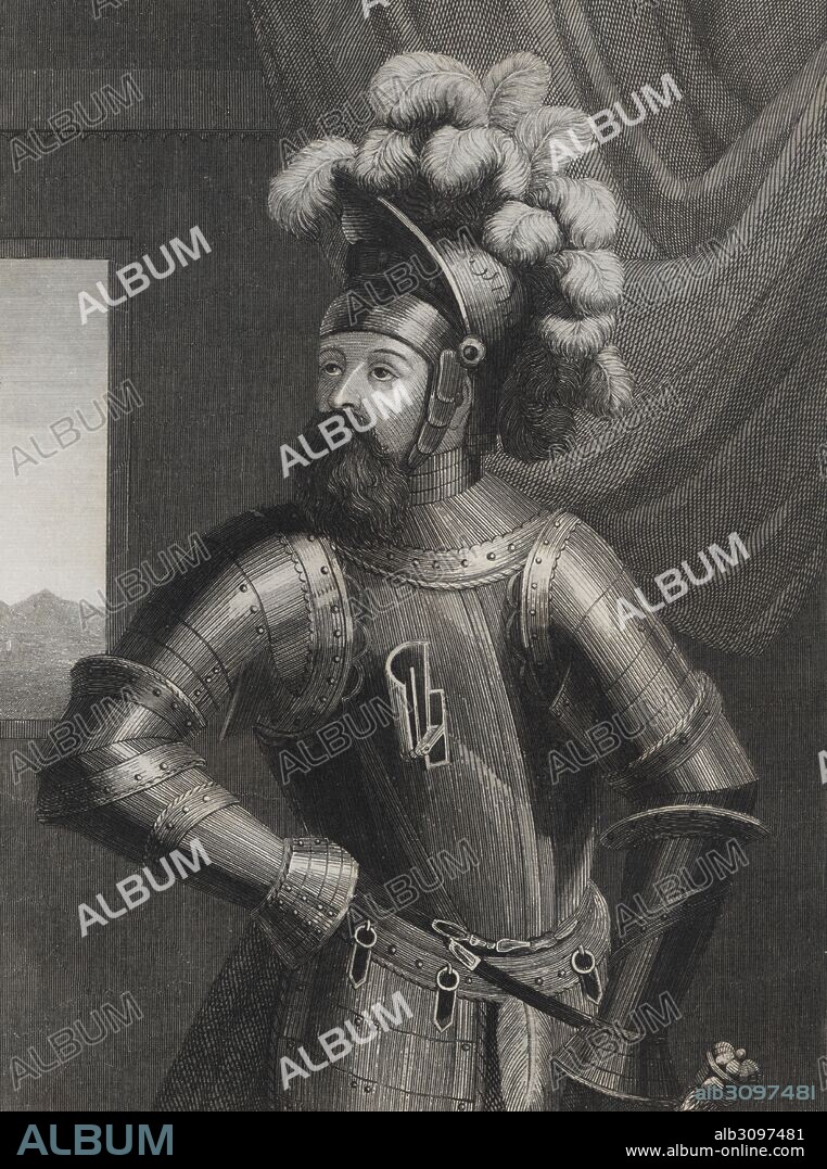 Wifredo el velloso (840-897), primer conde de Barcelona, hijo del conde de Urgel. Grabado de 1853.