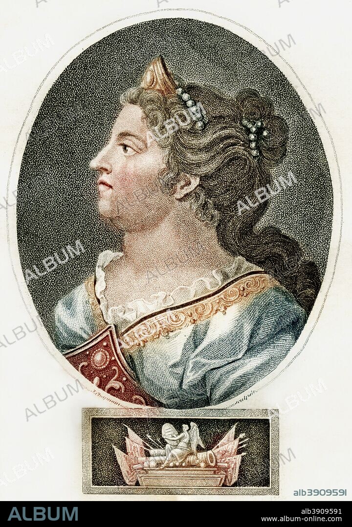 Anne, Queen of Great Britain, c1796. Anne (1665-1714) was the daughter of James II, deposed by William of Orange in the Glorious Revolution of 1688. The last Stuart monarch, she came to the throne after the death of William in 1702, and became the first monarch of the Kingdom of Great Britain and Ireland after the signing of the Act of Union in 1707. Her reign saw a decline of the power of the crown in favour of that of ministers as well as the development of a two party system of politics. Her inability to produce an heir precipitated a succession crisis, with parliament passing legislation to hand the crown to the House of Hanover in order to prevent the Catholic Old Pretender, James Francis Edward Stuart, from claiming the throne.