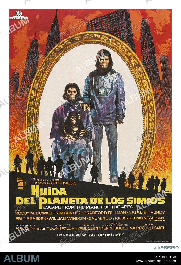 Poster de HUIDA DEL PLANETA DE LOS SIMIOS, 1971 (ESCAPE FROM THE PLANET OF THE APES), dirigida por DON TAYLOR. Copyright 20TH CENTURY FOX.
