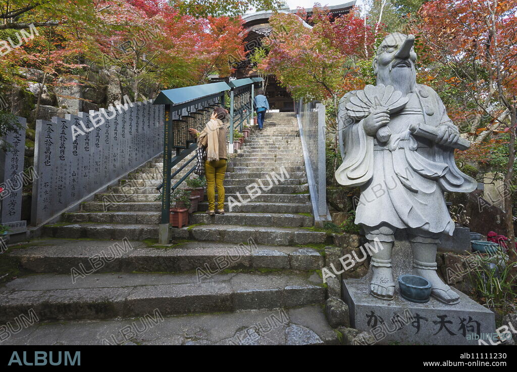 Karasu Tengu statue in Daisho-in Buddhist temple, Miyajima Island, Hiroshima Prefecture, Honshu, Japan, Asia.