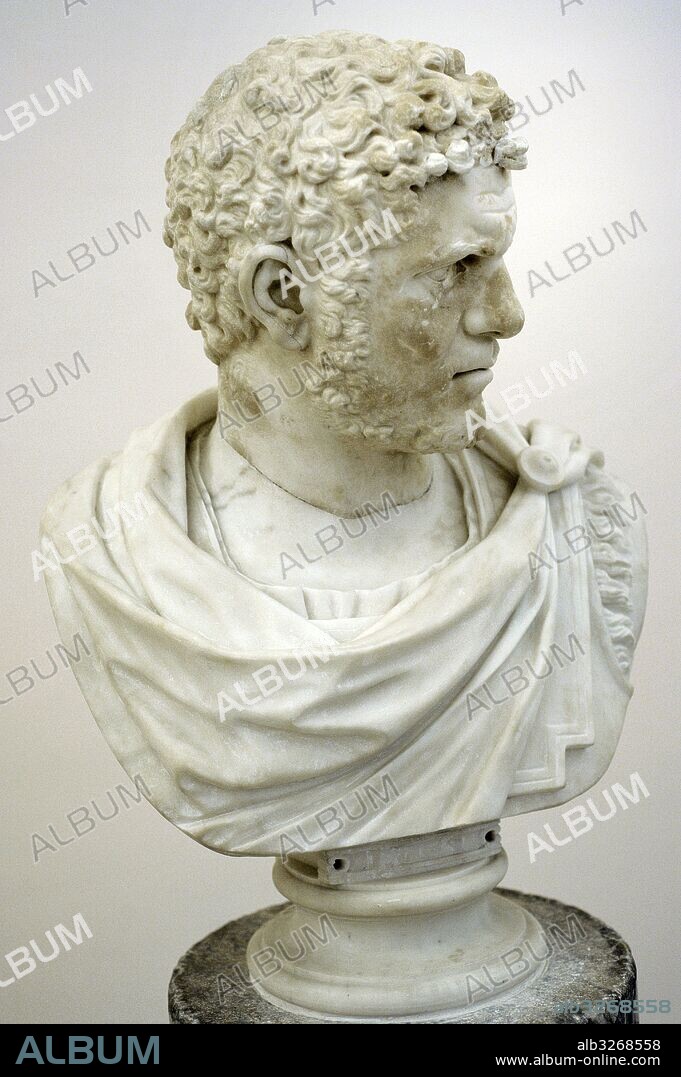 Caracalla (188-217). Emperador romano de 211-217. Dinastía de los Severos. 212-215 d. C. Galería de los emperadores. Museo Arqueológico Nacional. Nápoles. Italia.