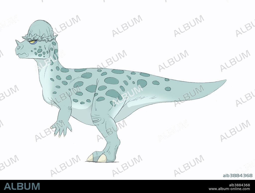 Pachycephalosaurus pencil drawing with digital color.
