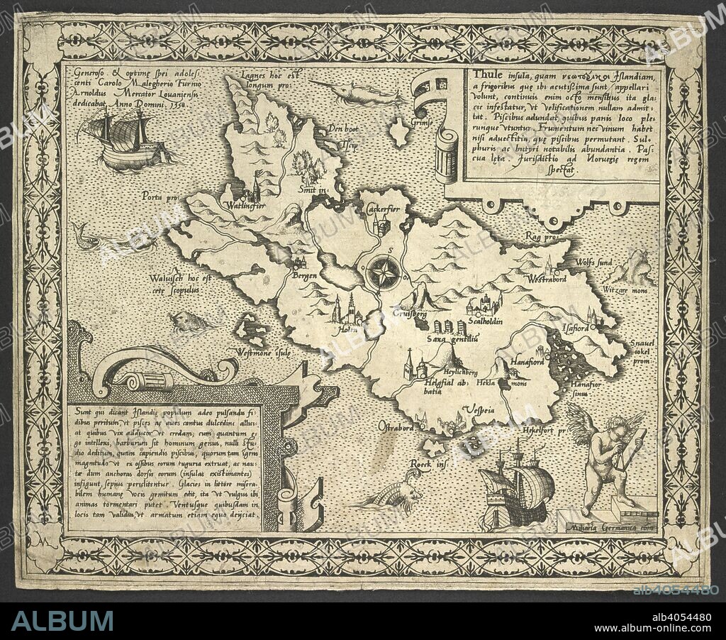 A map of Thule Island, also called Morrell Island, is one of the southernmost of the South Sandwich Islands. Thule insula, quam vewteplkol Islandiam ... appellari volunt ... [Louvain], [1558]. Source: Maps C.2.cc.5.