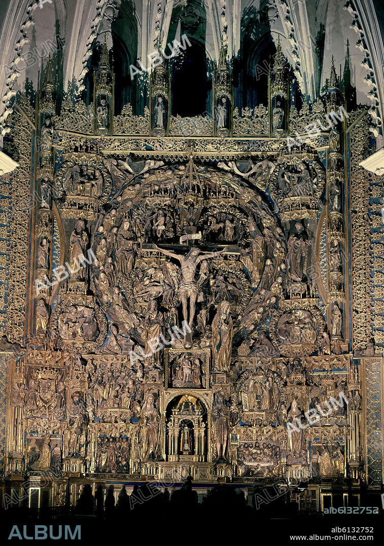 GIL DE SILOE. RETABLO MAYOR DE LA CARTUJA DE MIRAFLORES - 1496-1499 - MADERA POLICROMADA - ARTE GOTICO.