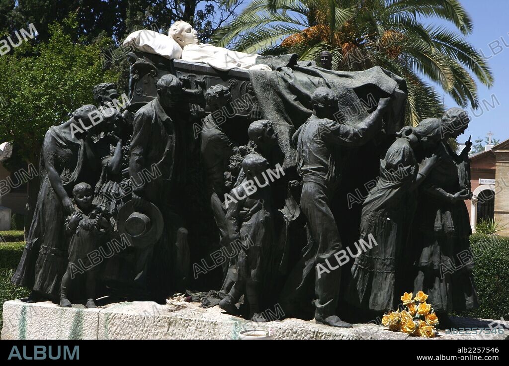 JOSELITO. JOSE GOMEZ ORTEGA. TORERO ESPAÑOL. GELVES 1895-1920. TUMBA CEMENTERIO DE SEVILLA. GRUPO ESCULTORICO OBRA DE MARIANO BENLLIURE.