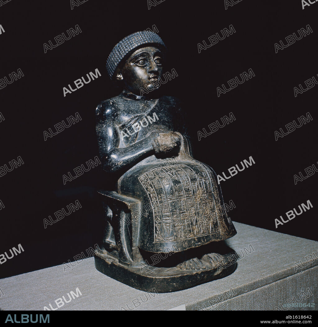 Statue of Gudea - Lagash, Mesopotamia  2050 BCE  Ancient Near East  Museum of Baghdad, Baghdad, Iraq.