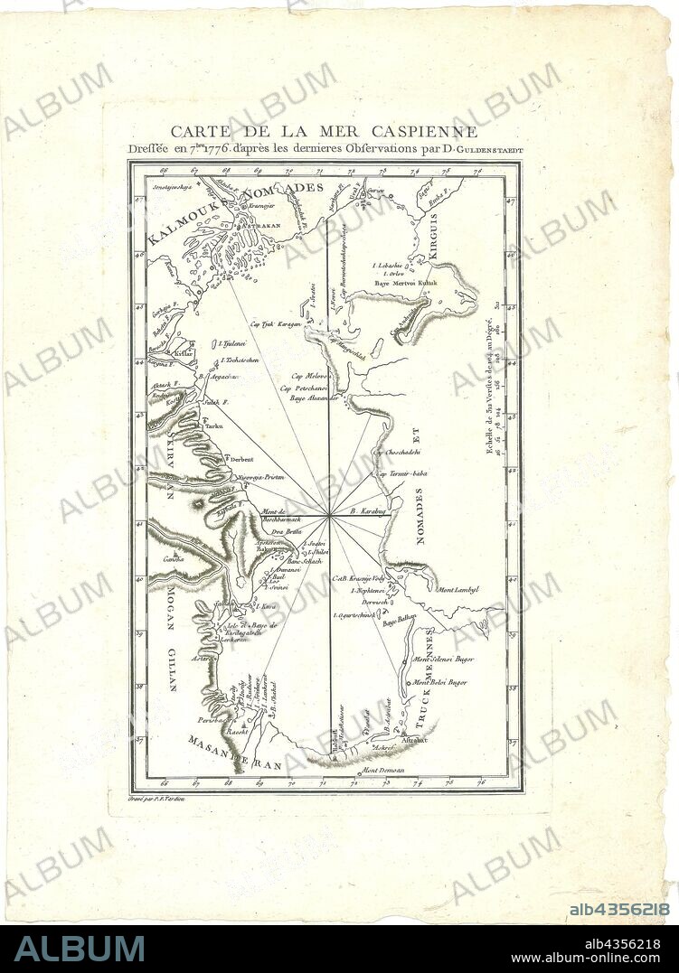 Map, Carte de la Mer Caspienne, Johann Anton Güldenstädt (1745-1781), Copperplate print.