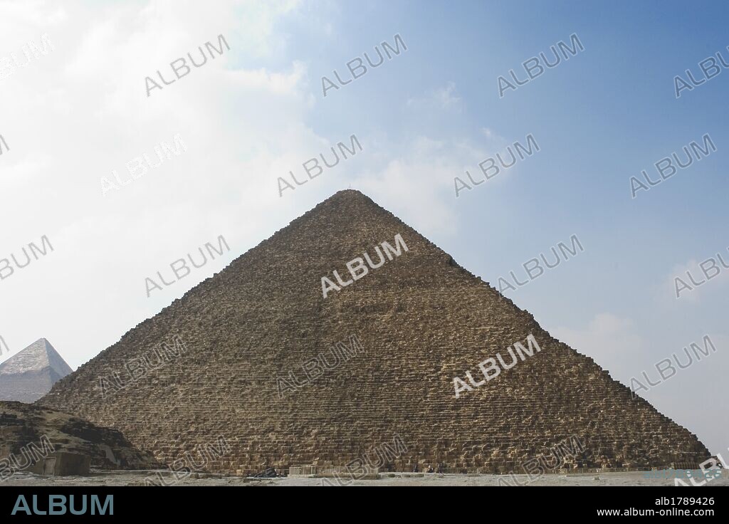 Egypt. The Great Pyramid of Giza, called the Pyramid of Khufu and the Pyramid of Cheops. Is the oldest and largest of the three pyramids in the Giza Necropolis. Tomb of the fourth-dynasty pharaoh Khufu. Is believed it was constructed by the architect Hemiunu (fl. 2570 BC). 26th century B.C. Old Kingdom.