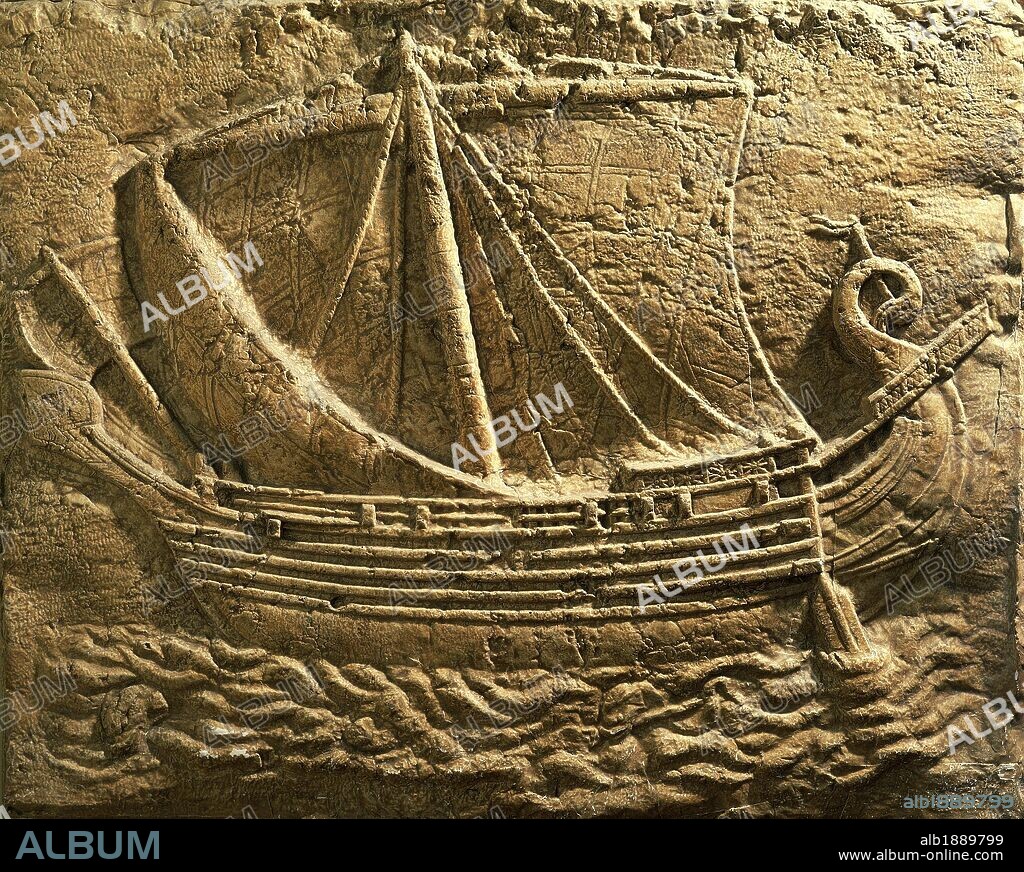 Relief depicting a trade ship. Phoenician civilization.