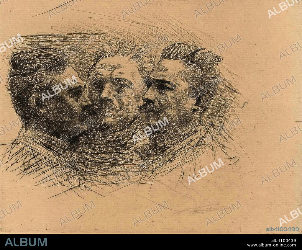 AUGUSTE RODIN. Henry Becque. Dimensions: 41.7 cm x 59 cm, 15.9 cm x 20.1 cm, 14.8 cm x 19.5 cm.