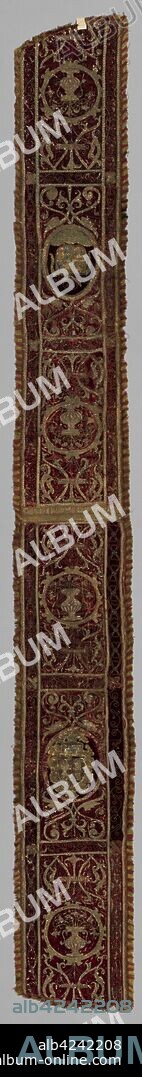 Embroidered Strip of Velvet, 16th century. Spain, 16th century. Embroidery: silk and gold thread on velvet, fringe border; average: 285.8 x 52.7 cm (112 1/2 x 20 3/4 in.).