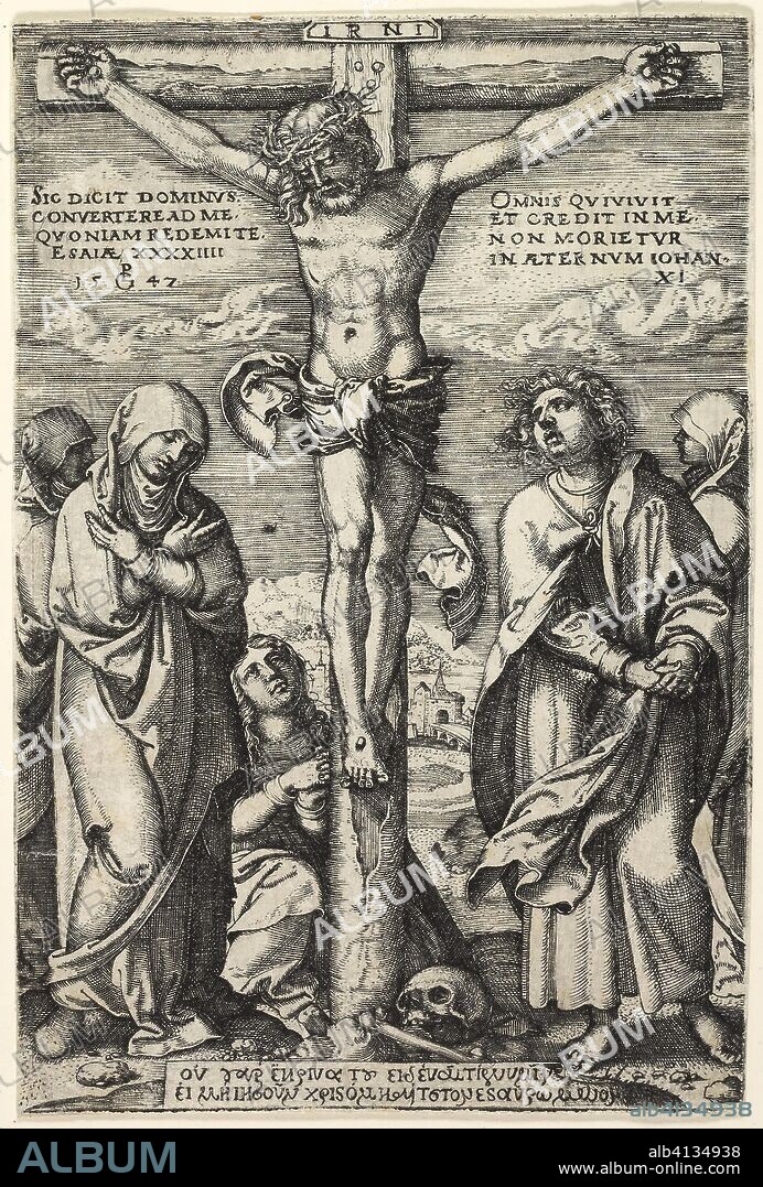 Crucifixion. Georg Pencz; German, c. 1500-1550. Date: 1547. Dimensions: 117 x 78 mm (sheet). Engraving in black on ivory laid paper. Origin: Germany.