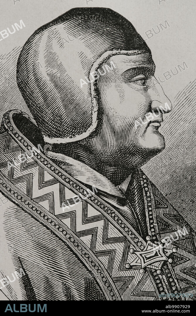 Clemente IV (1202-1268). Papa de la Iglesia católica (1265-1268). De nombre secular Guido Foulques. Retrato. Grabado. Sciences & Lettres au Moyen Age et à l'époque de la Renaissance. París, 1877.