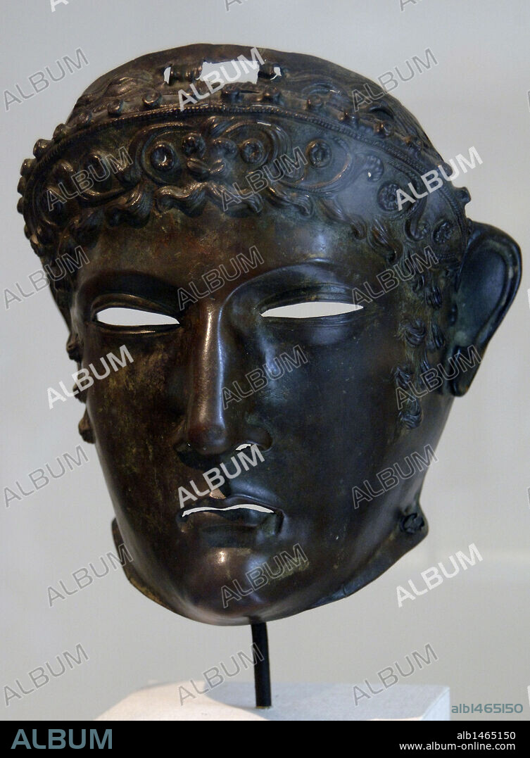 Roman Art. Bronze mask used by Roman soldiers during training. 2nd century. Metropolitan Museum of Art. New York. United States.