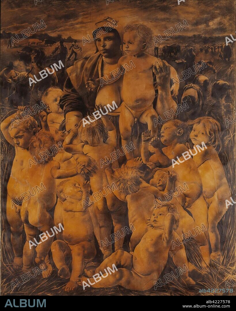 LEON FREDERIK. 'Allegory of Fertiliti'. Belgium, 1888. Dimensions: 18,5x14,8 cm.